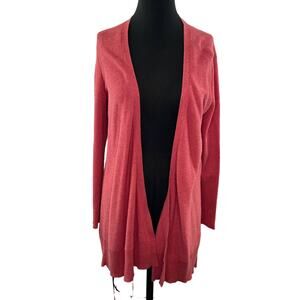 EILEEN FISHER Pink Organic Cotton Long Sleeve Open Front Knit Cardigan Sweater M